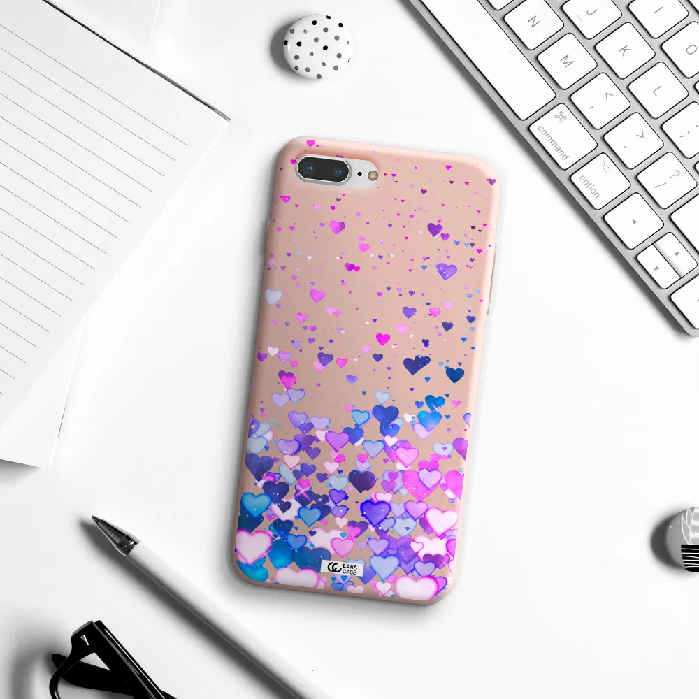 Watercolor Flying Hearts Apple iPhone 8 plus Silicone pastel pink Case