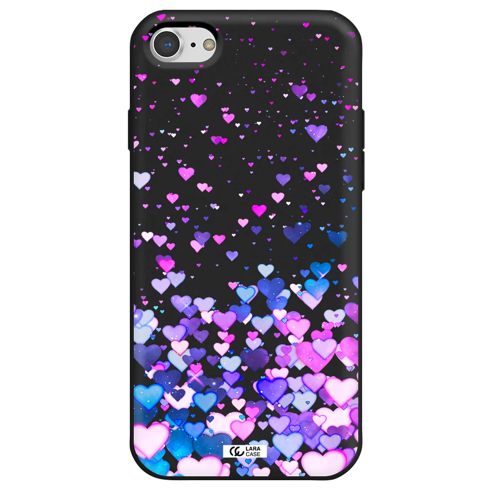 Watercolor Flying Hearts Apple iPhone 8 Silicone black Case
