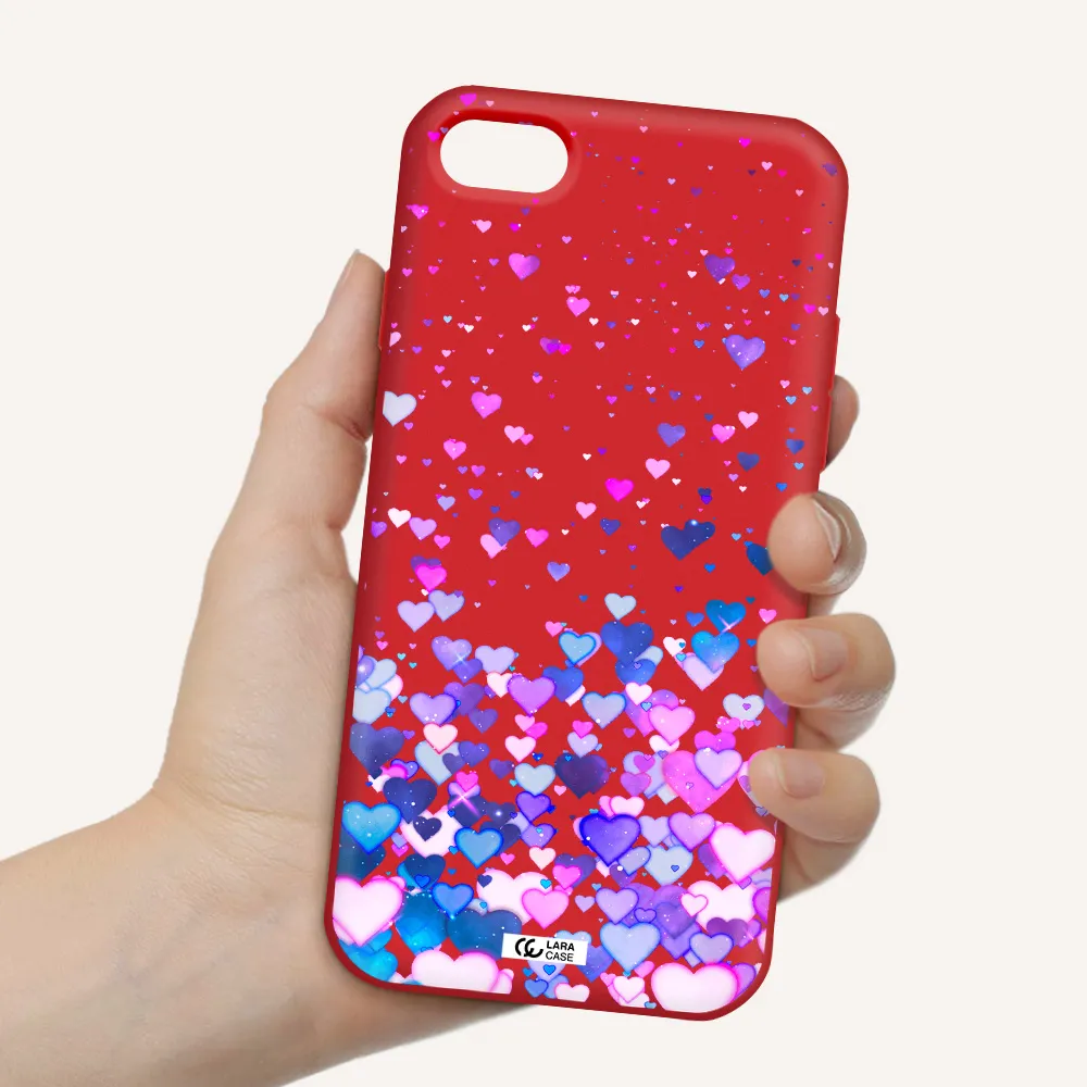 Watercolor Flying Hearts Apple iPhone 8 Silicone Imperial Red Case