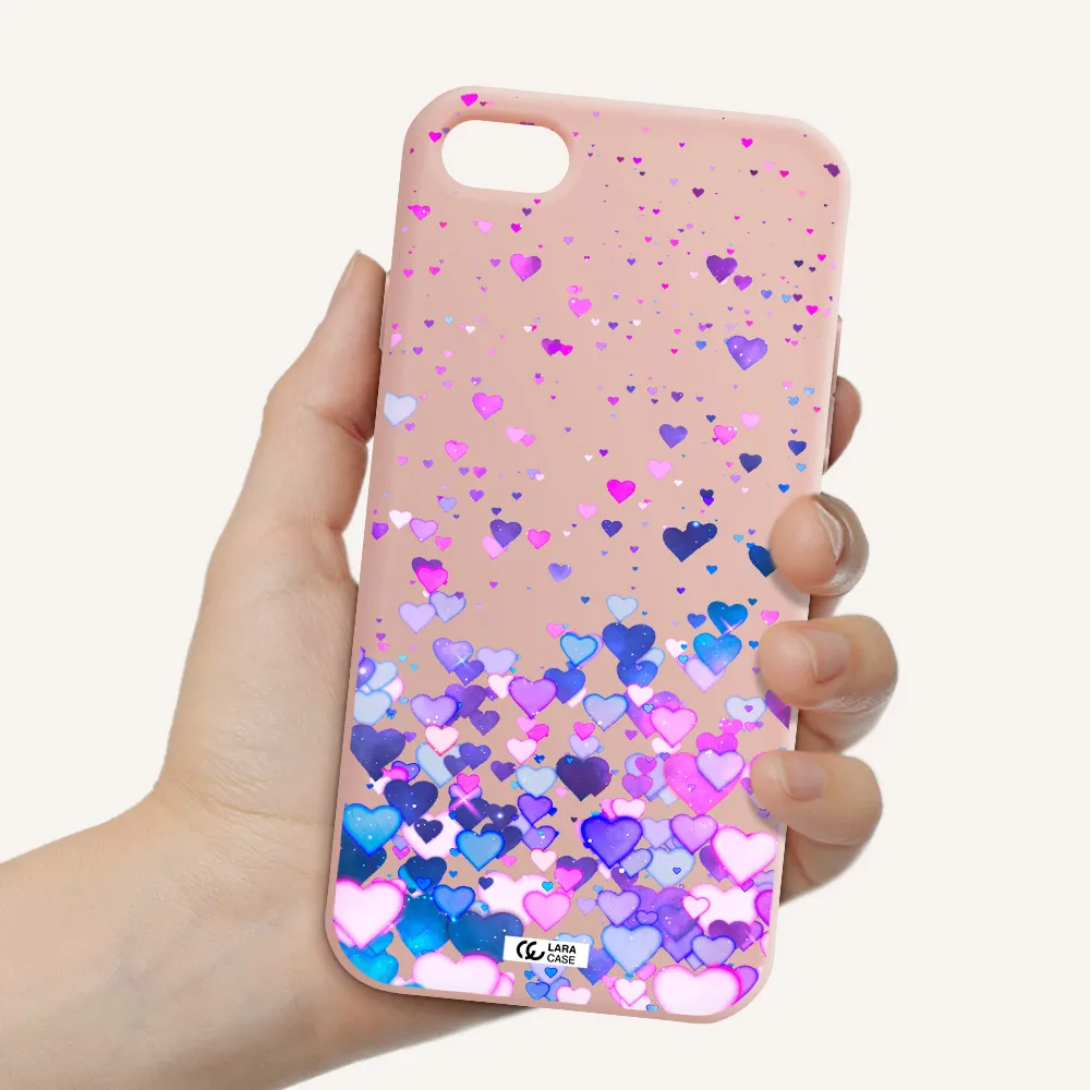 Watercolor Flying Hearts Apple iPhone 8 Silicone pastel pink Case