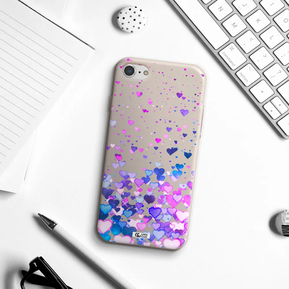 Watercolor Flying Hearts Apple iPhone 8 Silicone Stone Case