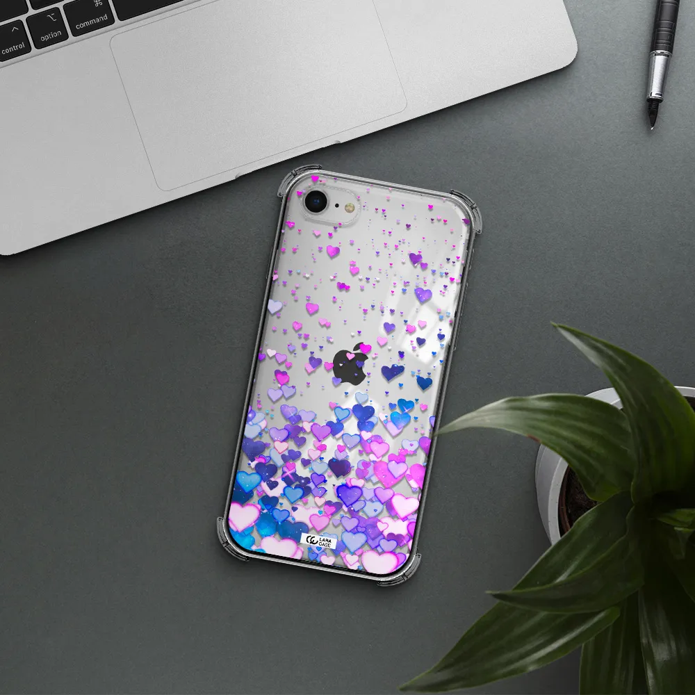 Watercolor Flying Hearts Apple iPhone se 2020 Clear PC Case