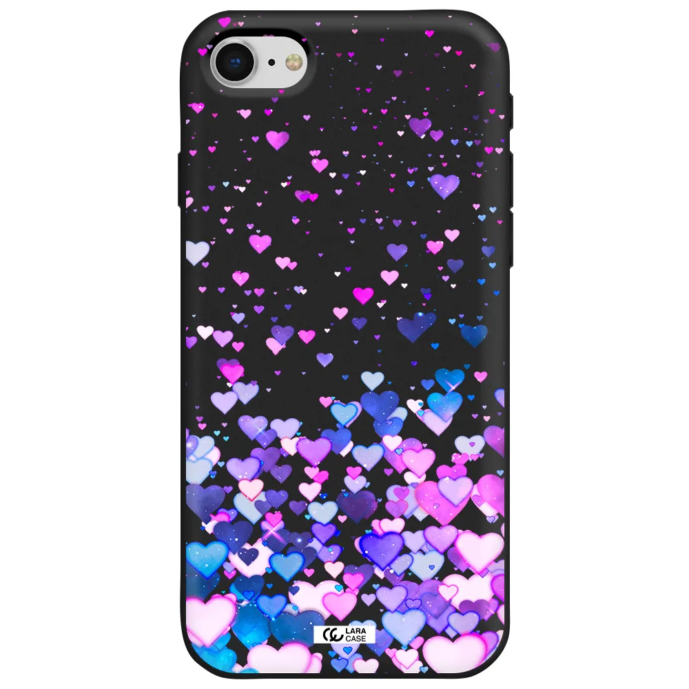 Watercolor Flying Hearts Apple iPhone se 2020 Silicone black Case