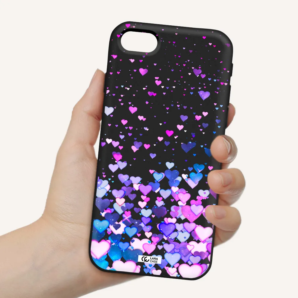 Watercolor Flying Hearts Apple iPhone se 2020 Silicone black Case