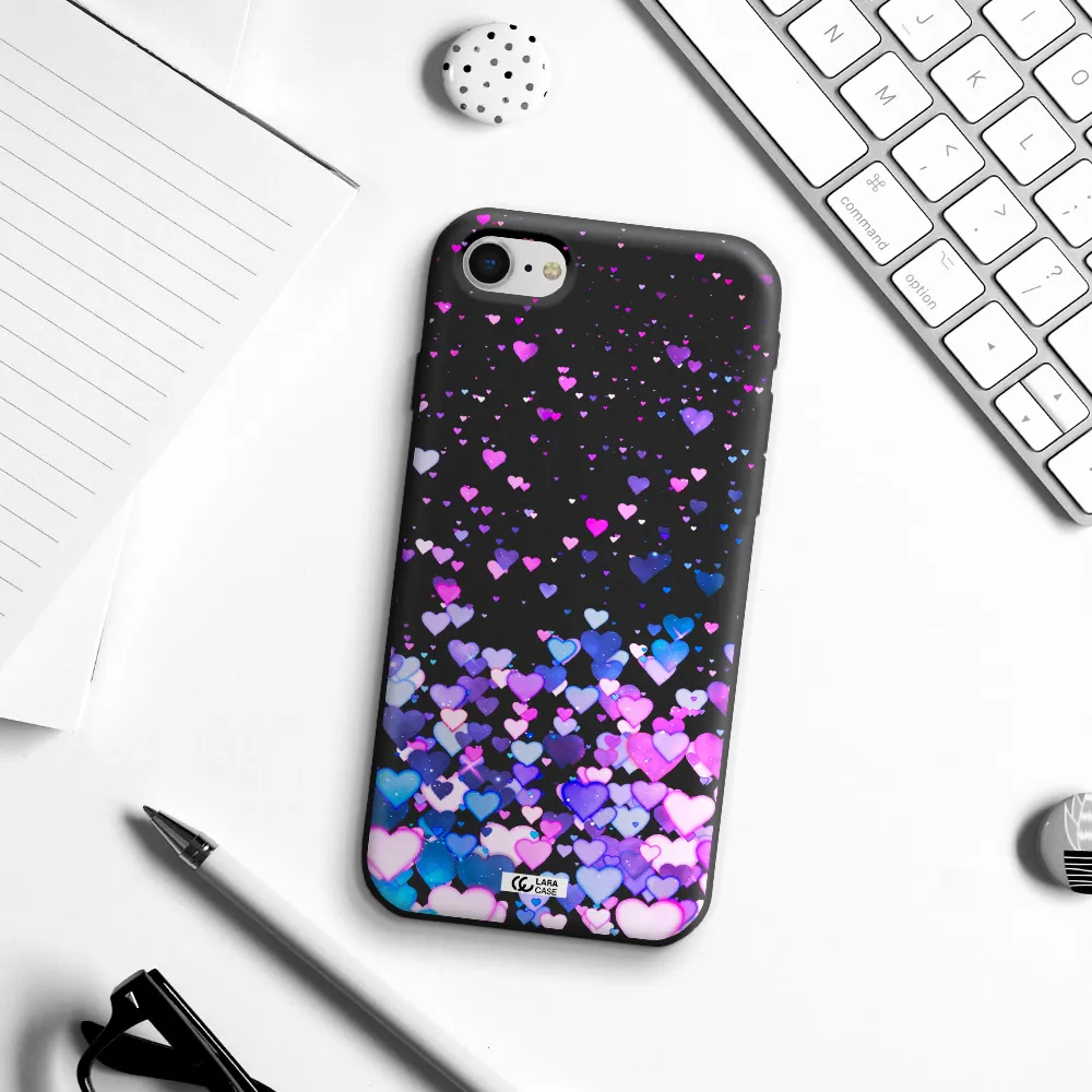 Watercolor Flying Hearts Apple iPhone se 2020 Silicone black Case