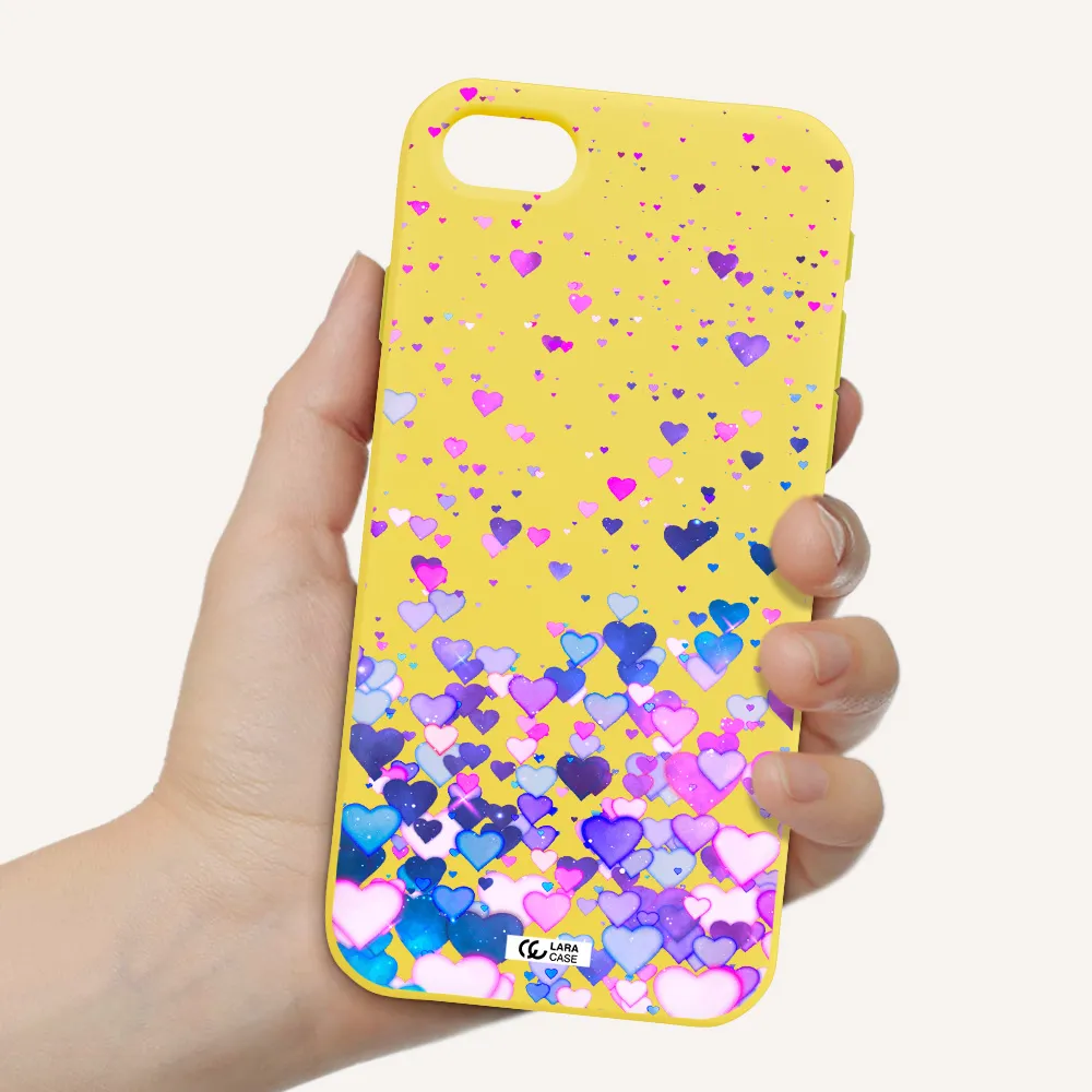 Watercolor Flying Hearts Apple iPhone se 2020 Silicone canary yellow Case