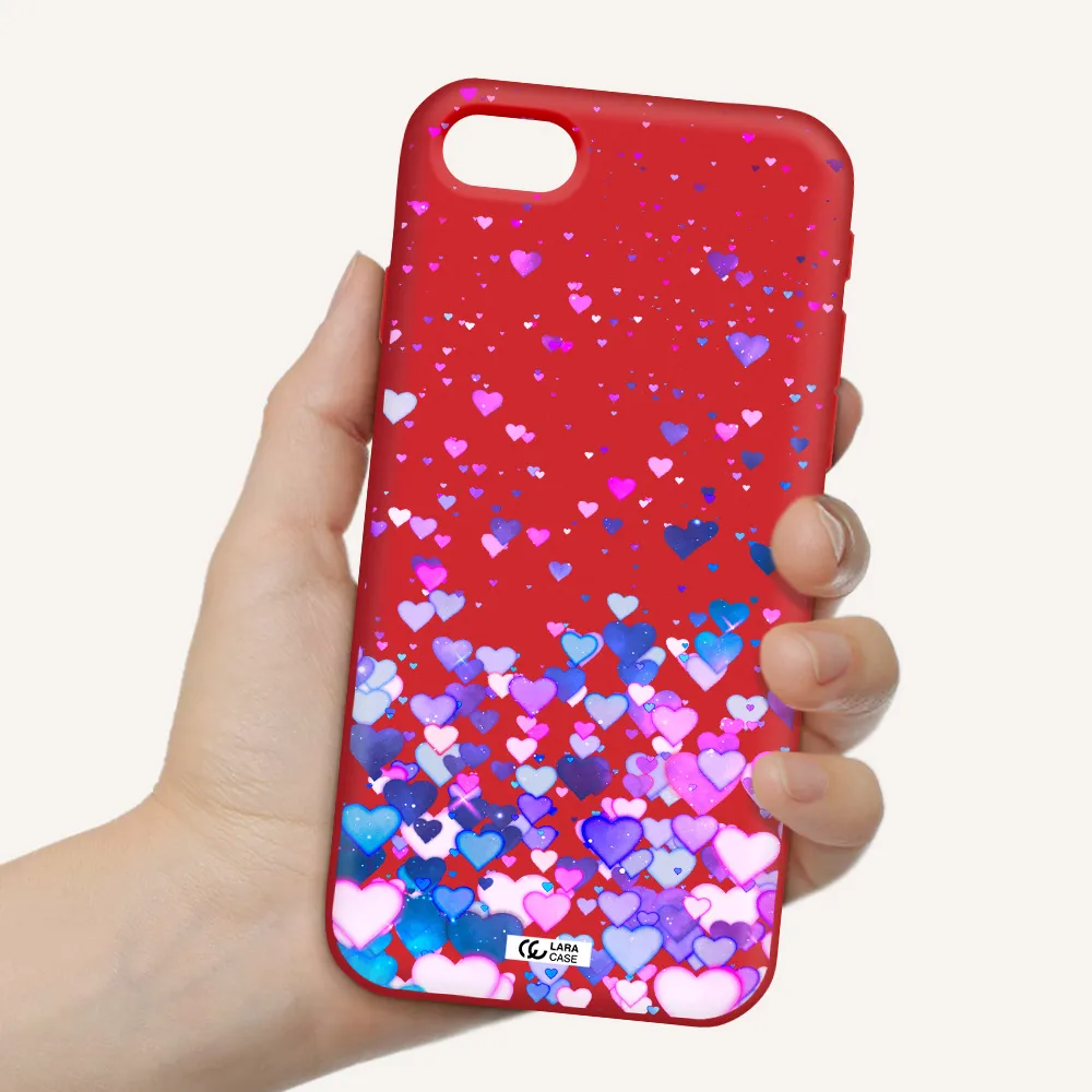 Watercolor Flying Hearts Apple iPhone se 2020 Silicone Imperial Red Case