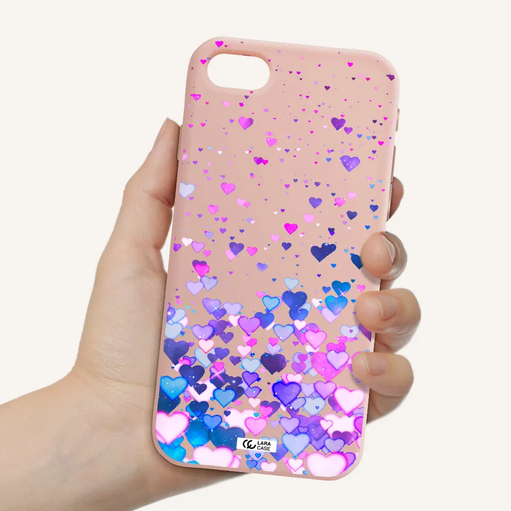 Watercolor Flying Hearts Apple iPhone se 2020 Silicone pastel pink Case