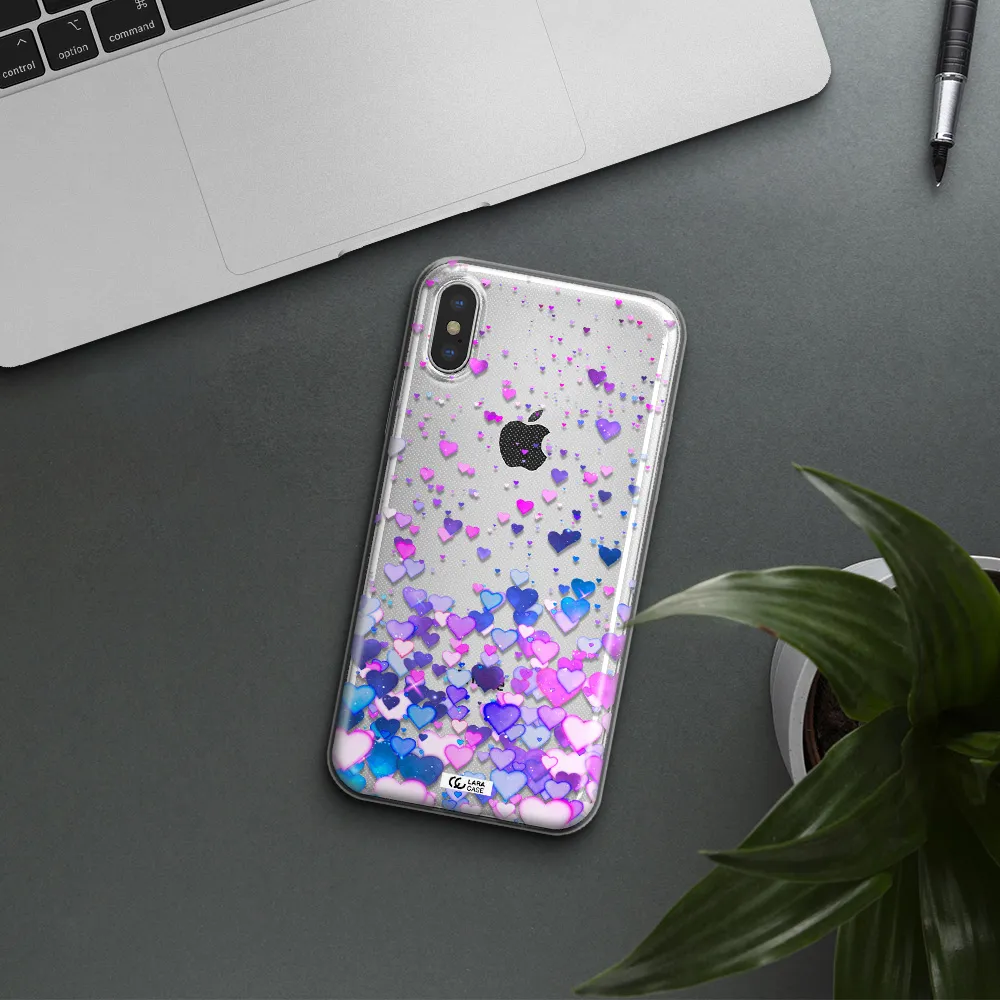 Watercolor Flying Hearts Apple iPhone X Clear TPU Case