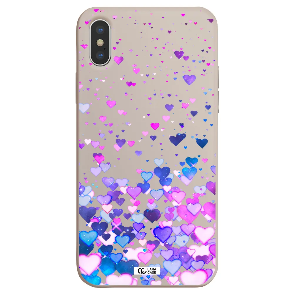 Watercolor Flying Hearts Apple iPhone X Silicone Stone Case