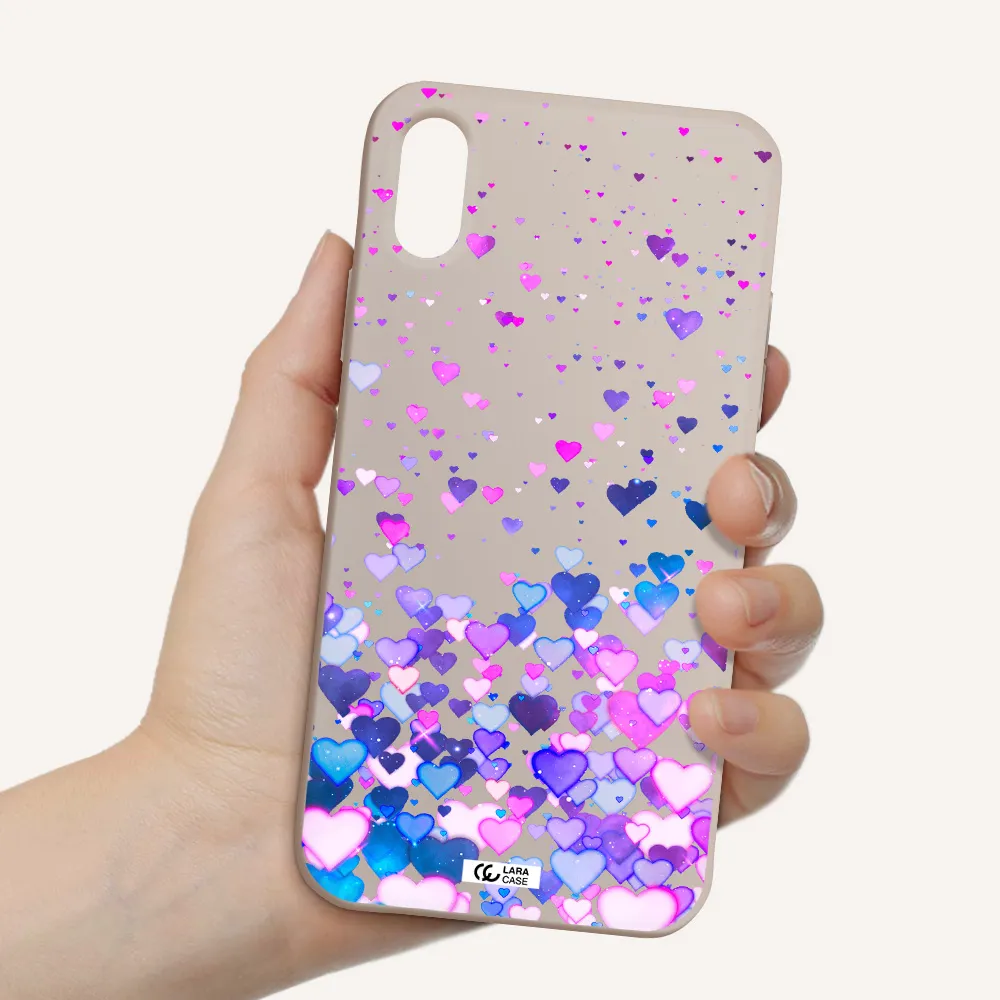 Watercolor Flying Hearts Apple iPhone X Silicone Stone Case