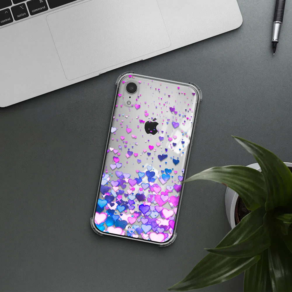Watercolor Flying Hearts Apple iPhone XR Clear PC Case