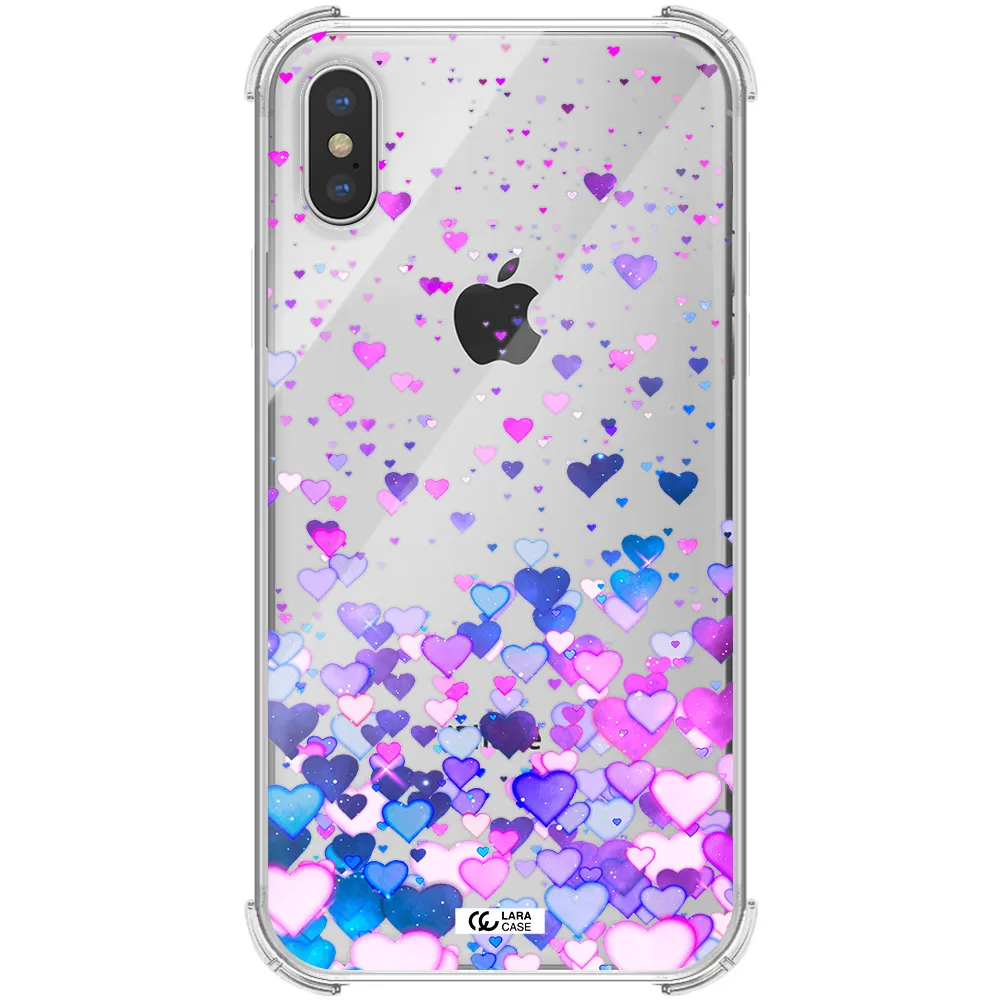 Watercolor Flying Hearts Apple iPhone XS Clear PC Case