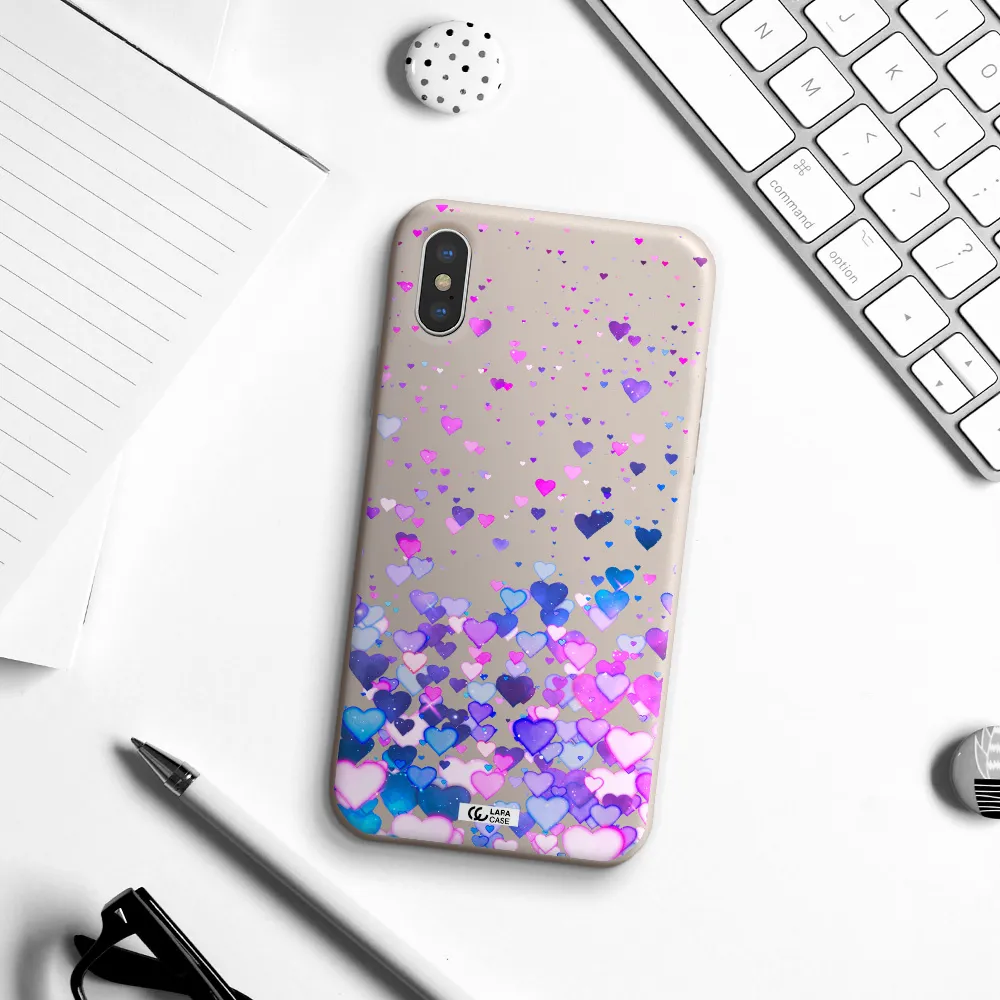 Watercolor Flying Hearts Apple iPhone XS Silicone Stone Case