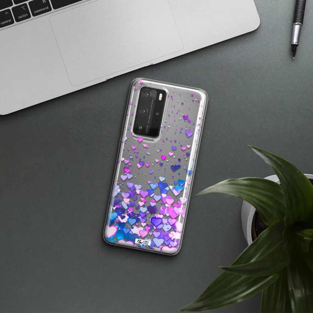 Watercolor Flying Hearts Huawei P40 Pro Clear TPU Case