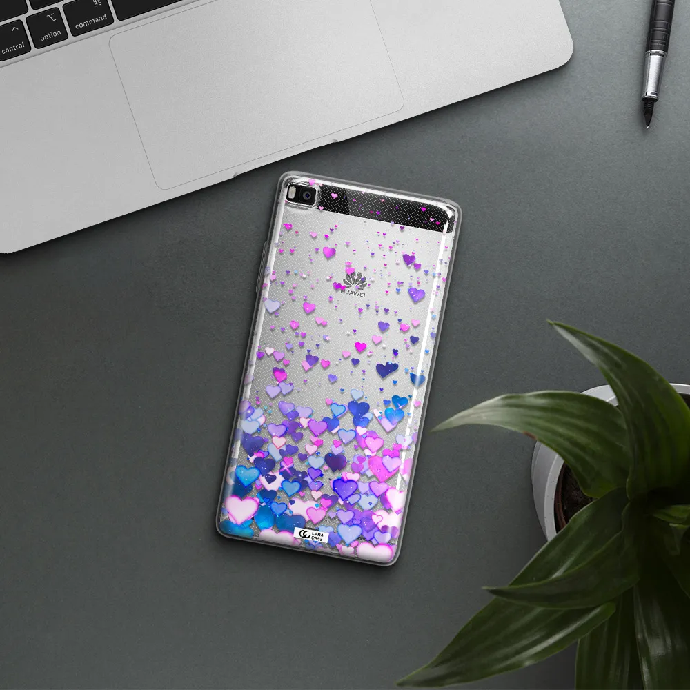 Watercolor Flying Hearts Huawei P8 Clear TPU Case