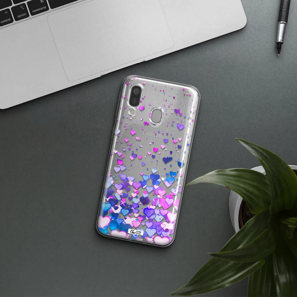 Watercolor Flying Hearts Samsung A40 Clear TPU Case
