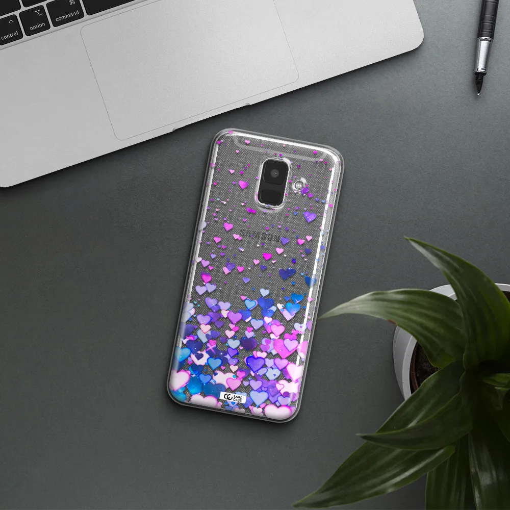Watercolor Flying Hearts Samsung A6 Clear TPU Case