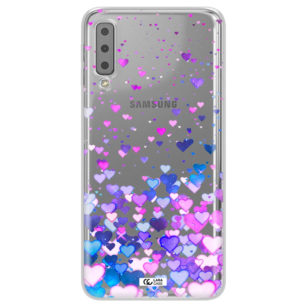Watercolor Flying Hearts Samsung A7 2018 Clear TPU Case