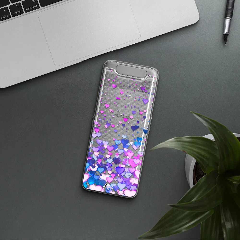 Watercolor Flying Hearts Samsung A80 Clear TPU Case