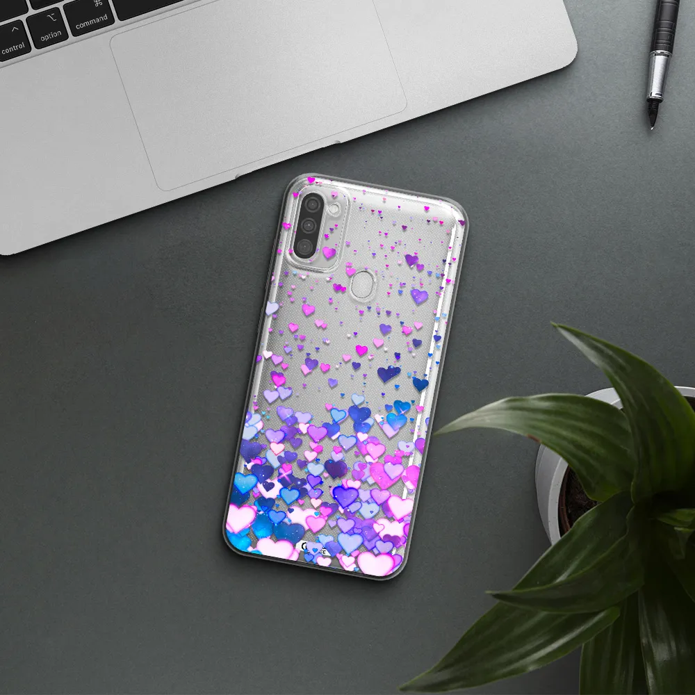 Watercolor Flying Hearts Samsung M11 Clear TPU Case