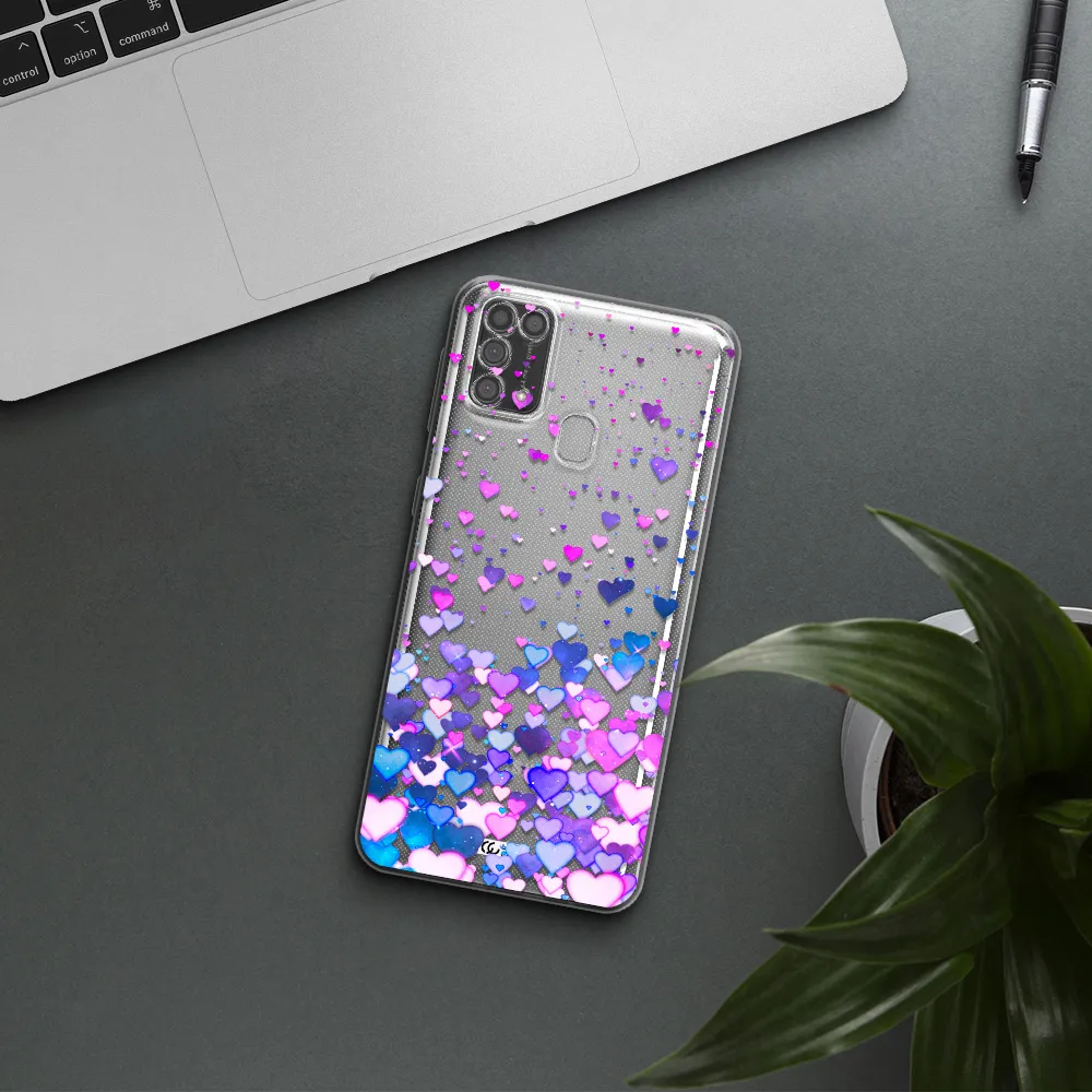 Watercolor Flying Hearts Samsung M31 Clear TPU Case