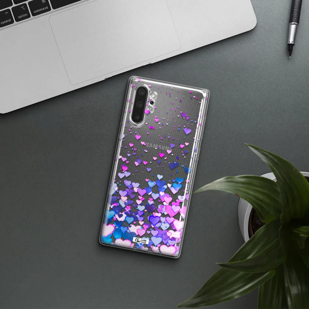Watercolor Flying Hearts Samsung Note 10 Plus Clear TPU Case