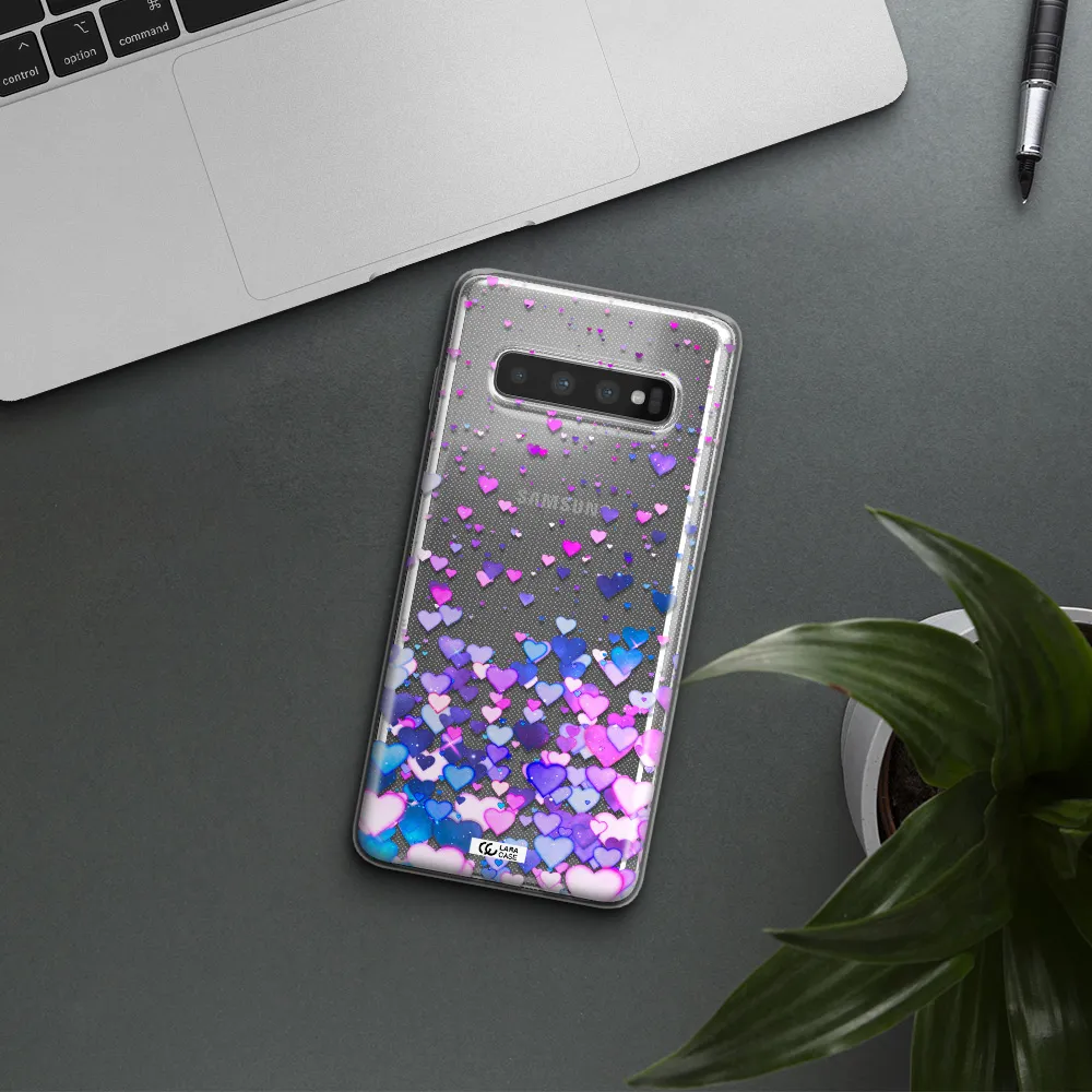 Watercolor Flying Hearts Samsung S10 Clear TPU Case