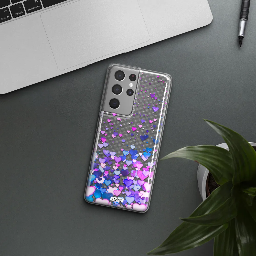 Watercolor Flying Hearts Samsung S21 Ultra Clear TPU Case