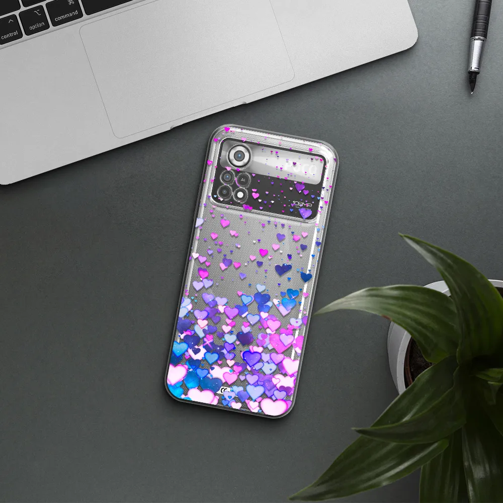 Watercolor Flying Hearts Xiaomi Poco X4 Pro Clear TPU Case