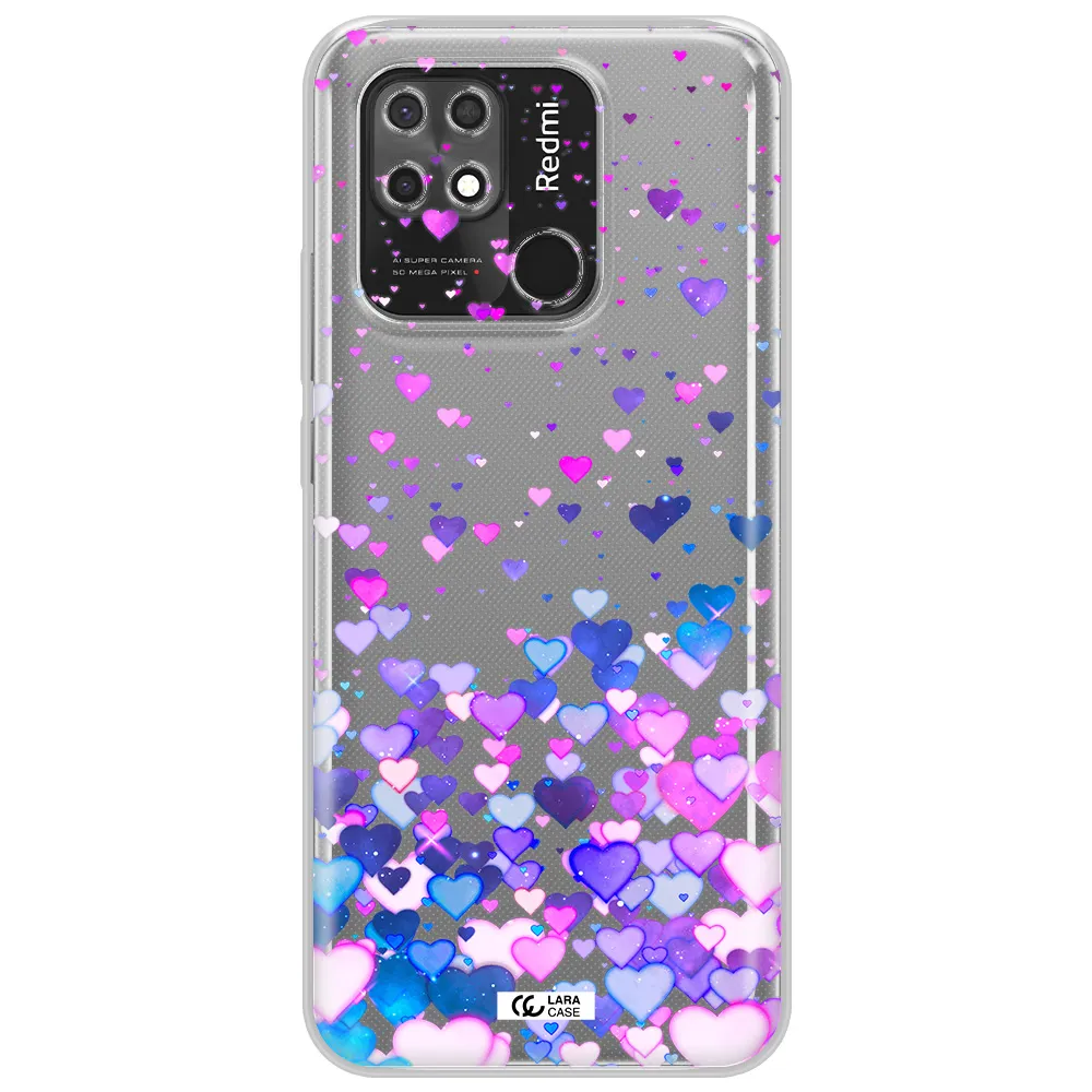 Watercolor Flying Hearts Xiaomi Redmi 10C Clear TPU Case