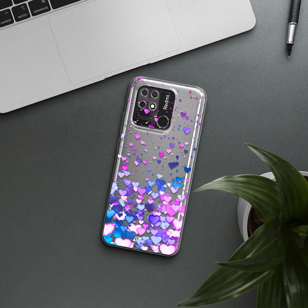 Watercolor Flying Hearts Xiaomi Redmi 10C Clear TPU Case