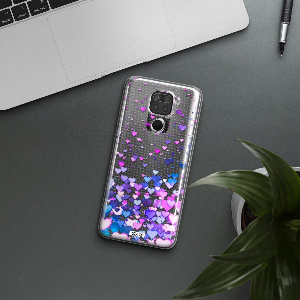 Watercolor Flying Hearts Xiaomi Redmi Note 9 Clear TPU Case