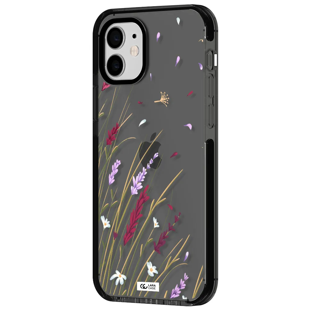 Long Grass Flower Apple iPhone 11 impact Smoke Black Case