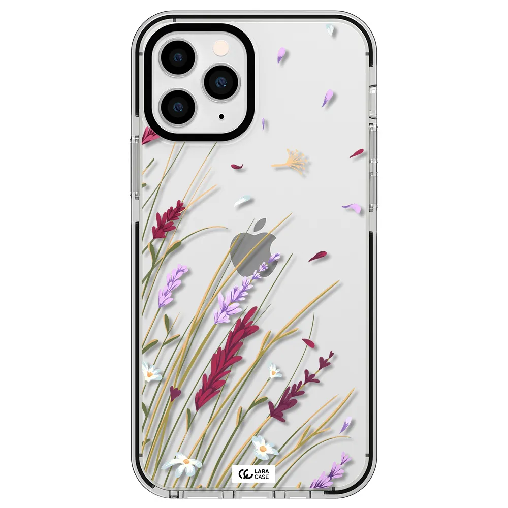 Long Grass Flower Apple iPhone 11 pro impact black border Case