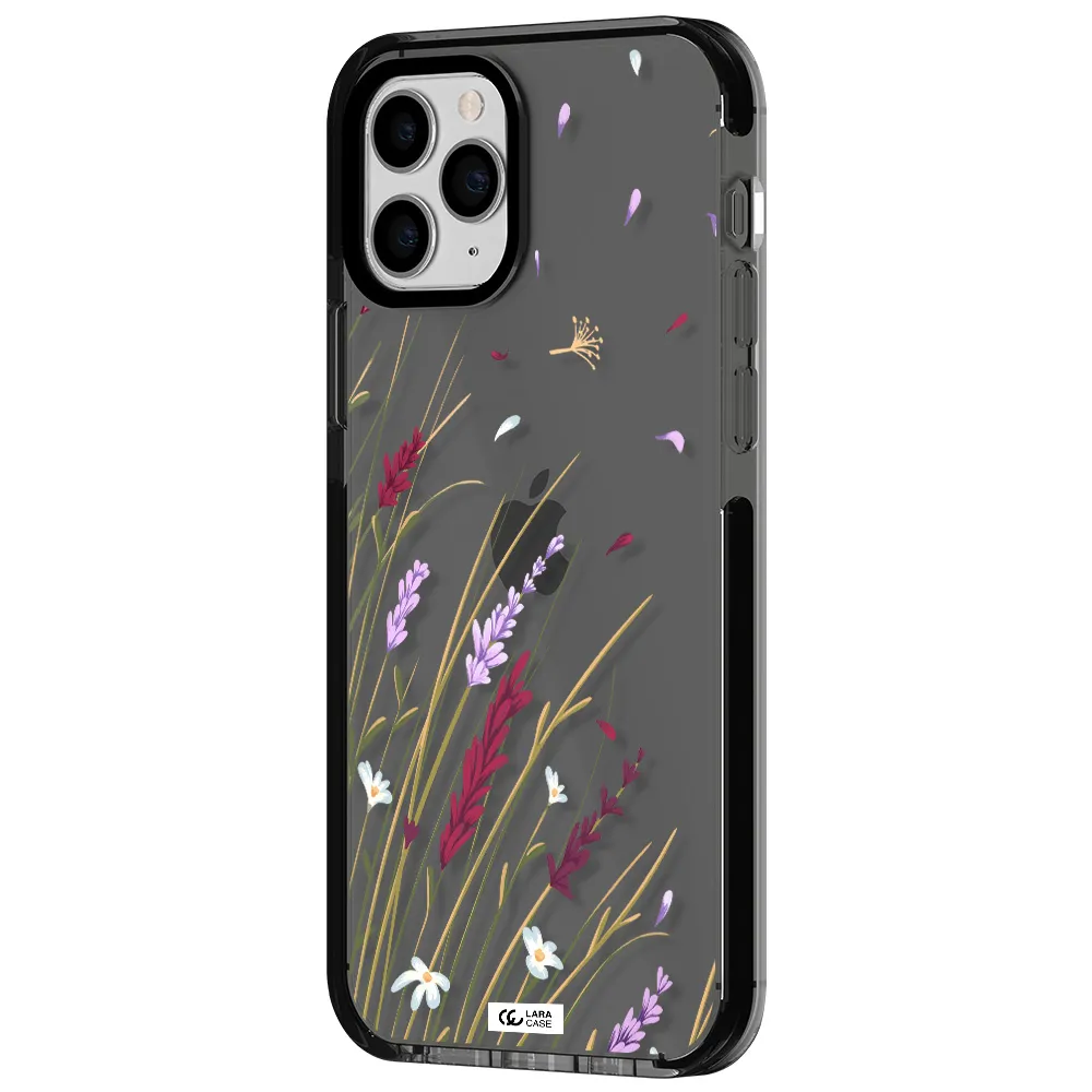 Long Grass Flower Apple iPhone 11 pro impact Smoke Black Case