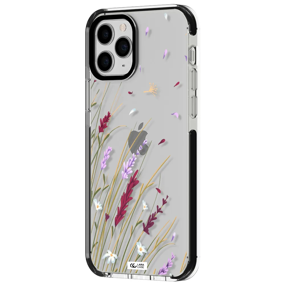 Long Grass Flower Apple iPhone 11 pro max impact black border Case