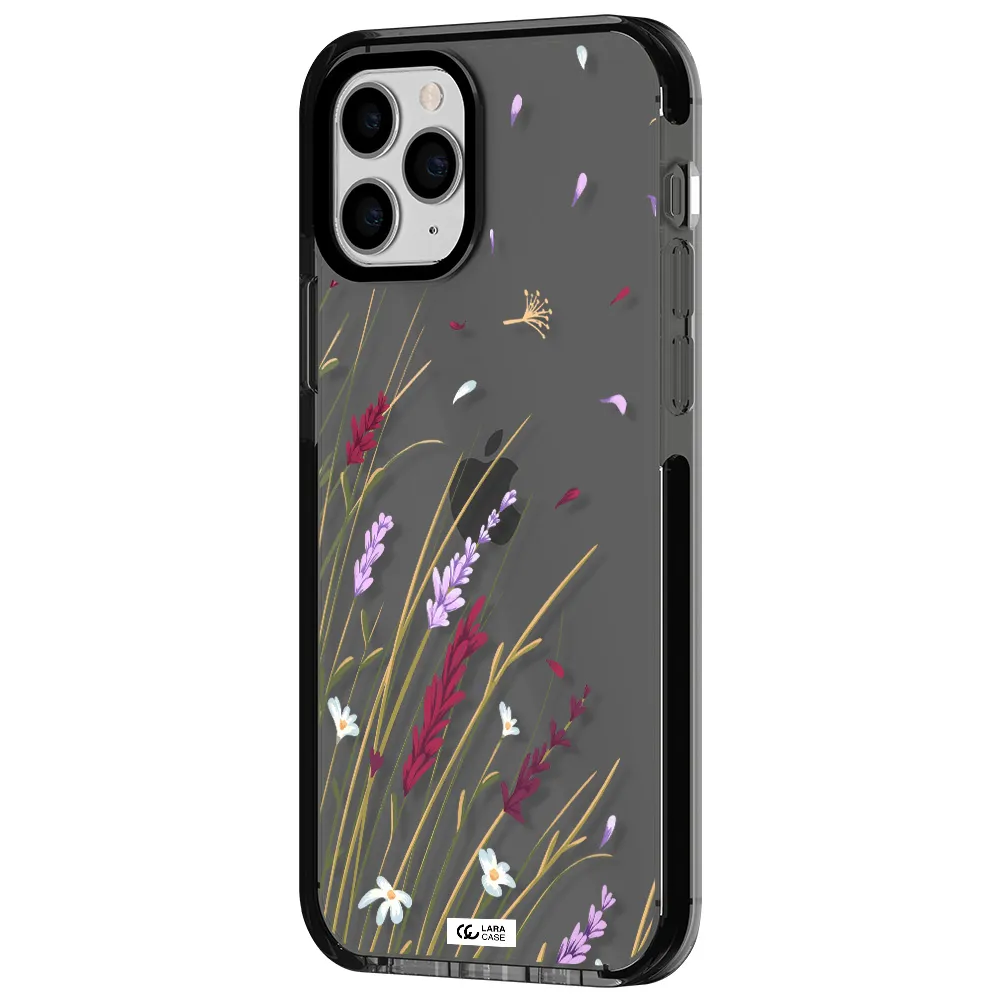 Long Grass Flower Apple iPhone 11 pro max impact Smoke Black Case