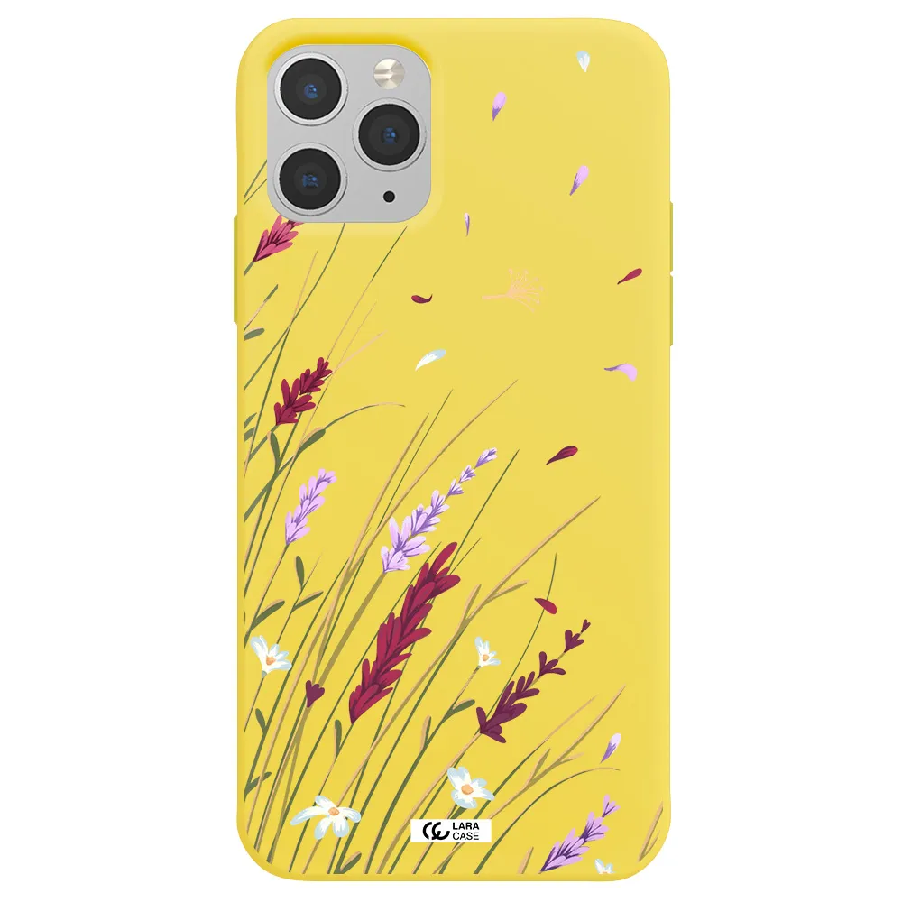 Long Grass Flower Apple iPhone 11 pro max Silicone canary yellow Case