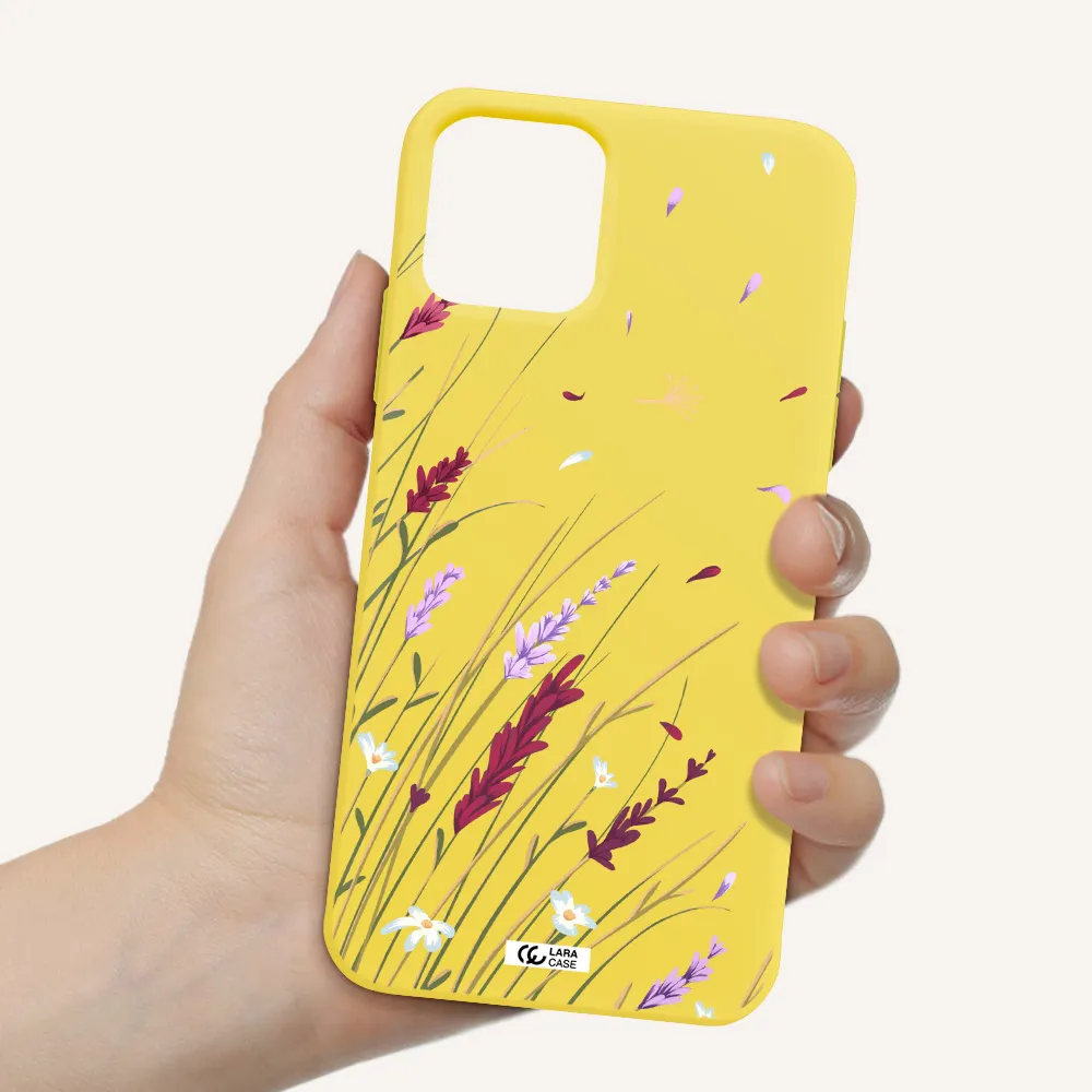 Long Grass Flower Apple iPhone 11 pro max Silicone canary yellow Case