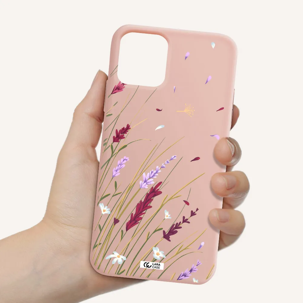Long Grass Flower Apple iPhone 11 pro max Silicone pastel pink Case