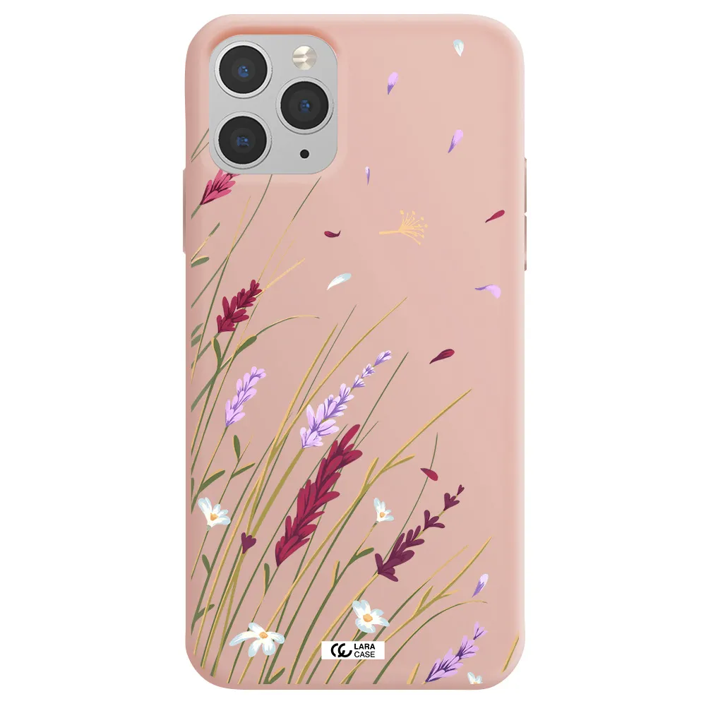 Long Grass Flower Apple iPhone 11 pro Silicone pastel pink Case
