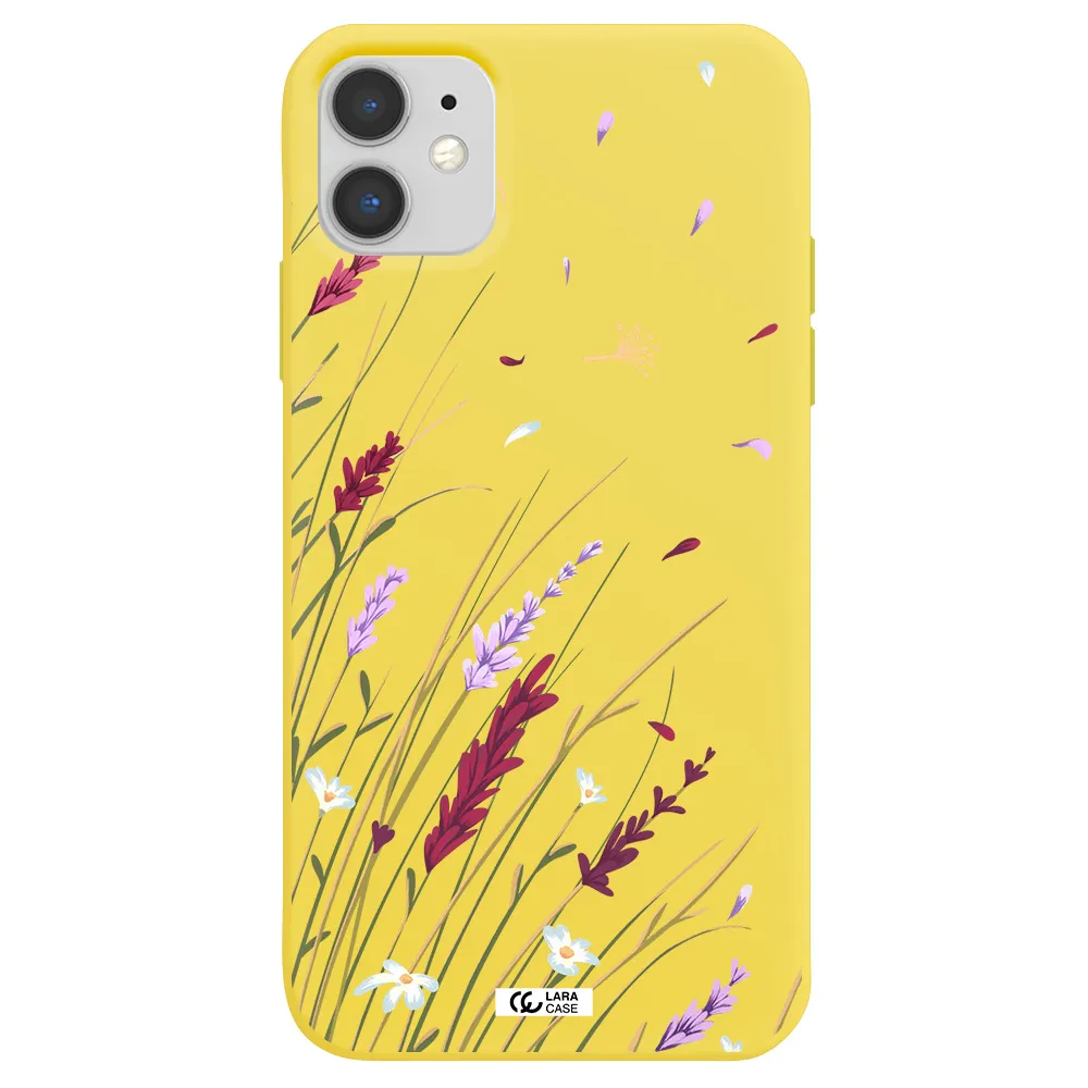Long Grass Flower Apple iPhone 11 Silicone canary yellow Case