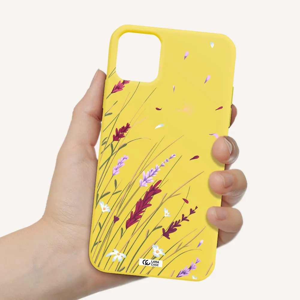 Long Grass Flower Apple iPhone 11 Silicone canary yellow Case