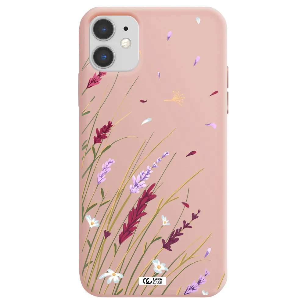 Long Grass Flower Apple iPhone 11 Silicone pastel pink Case