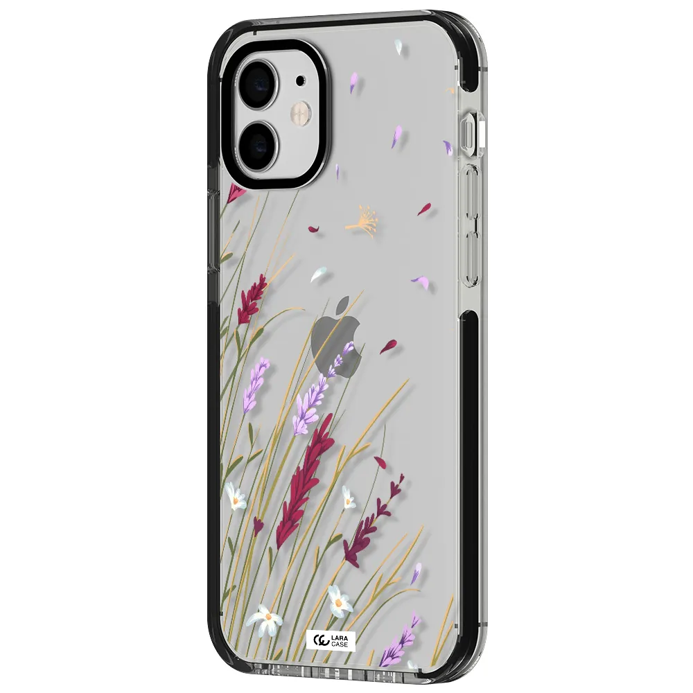 Long Grass Flower Apple iPhone 12 impact black border Case