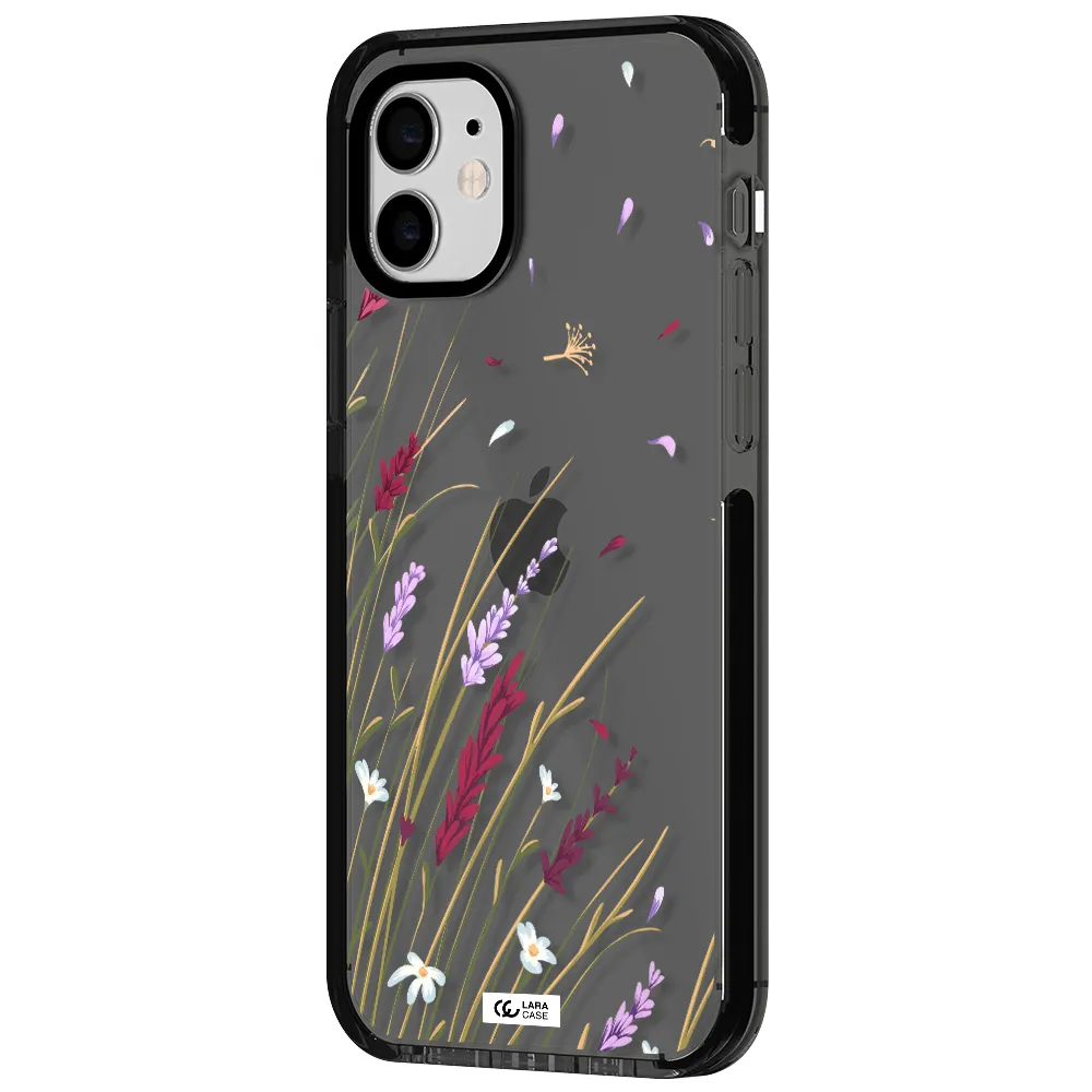Long Grass Flower Apple iPhone 12 impact Smoke Black Case