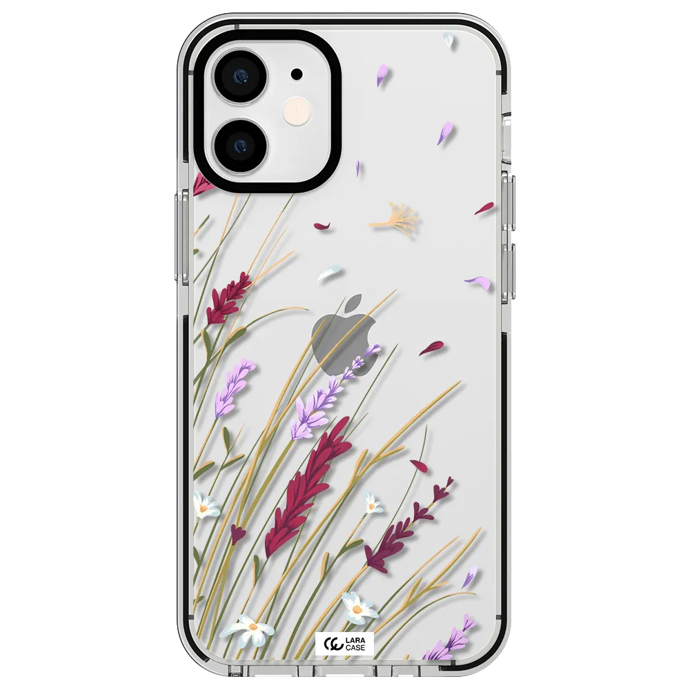 Long Grass Flower Apple iPhone 12 mini impact black border Case