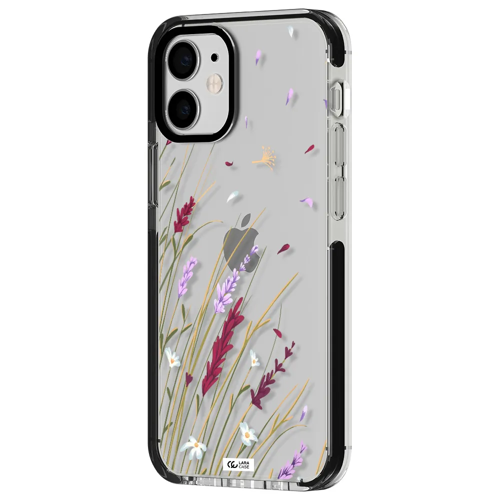 Long Grass Flower Apple iPhone 12 mini impact black border Case