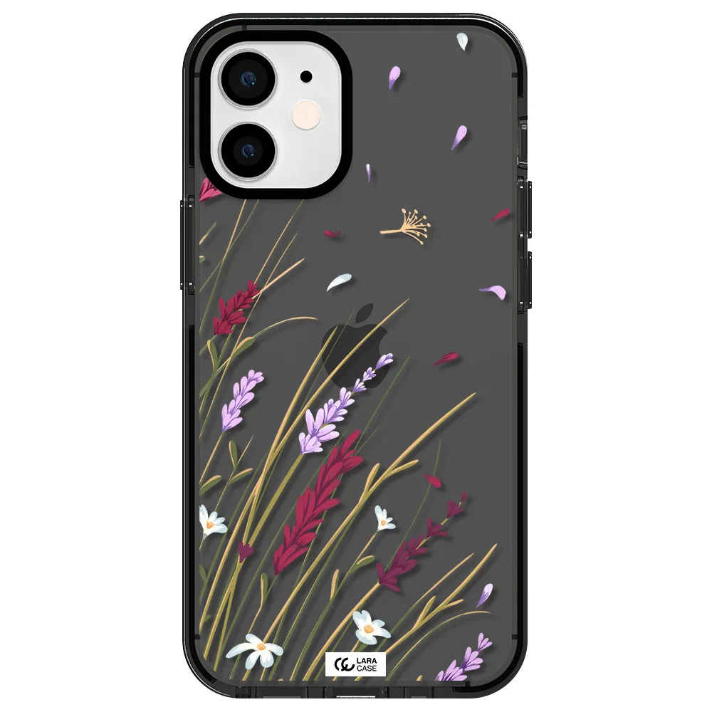 Long Grass Flower Apple iPhone 12 mini impact Smoke Black Case